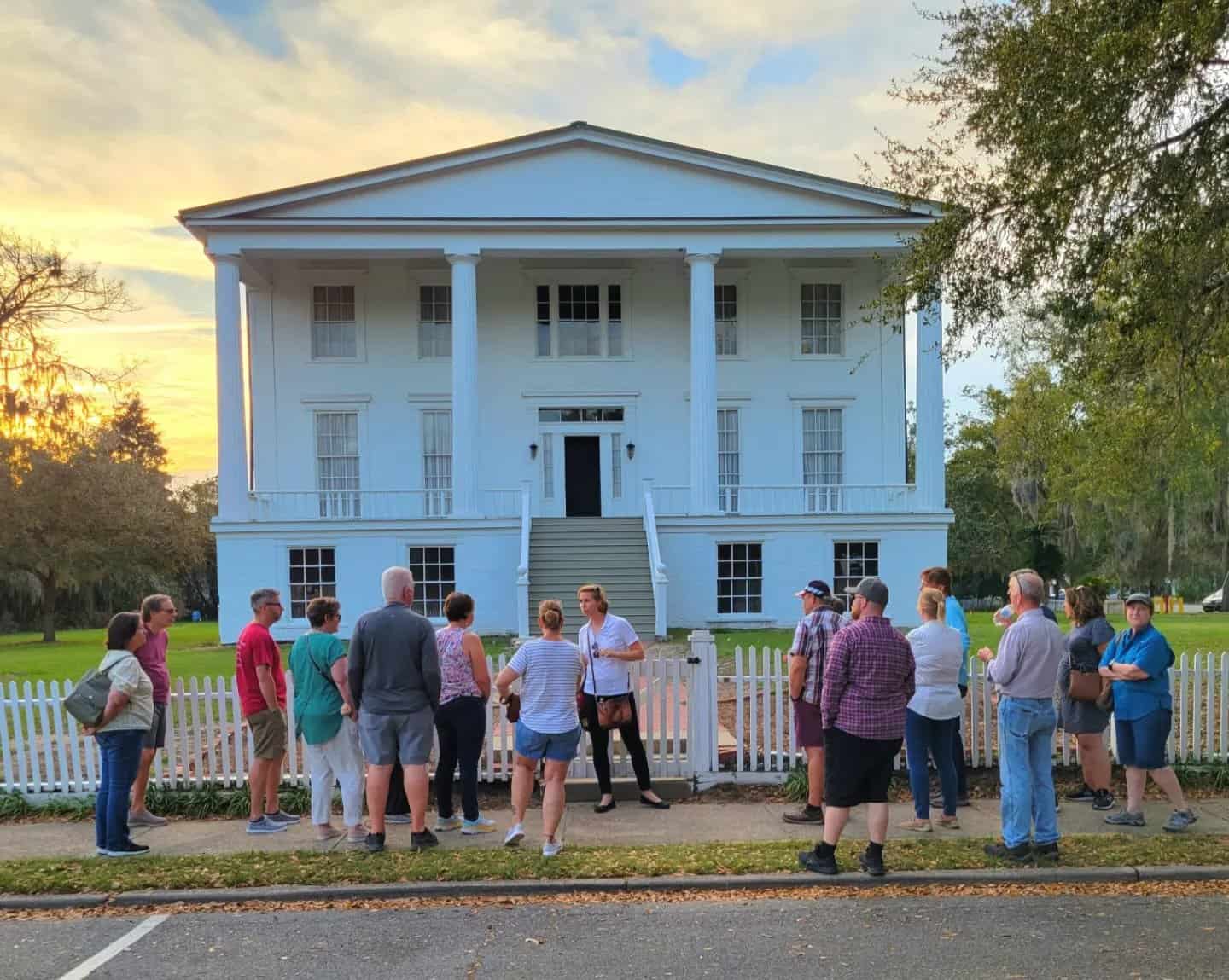Group touring Orange Hall in St. Marys, Georgia with Molly's Old South Tours.